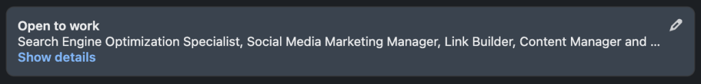 Open to Work feature on LinkedIn