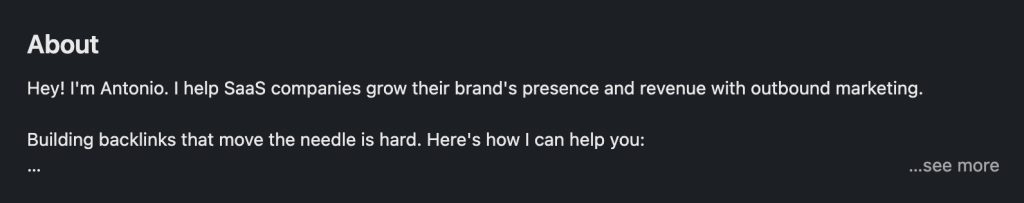An optimized LinkedIn About section