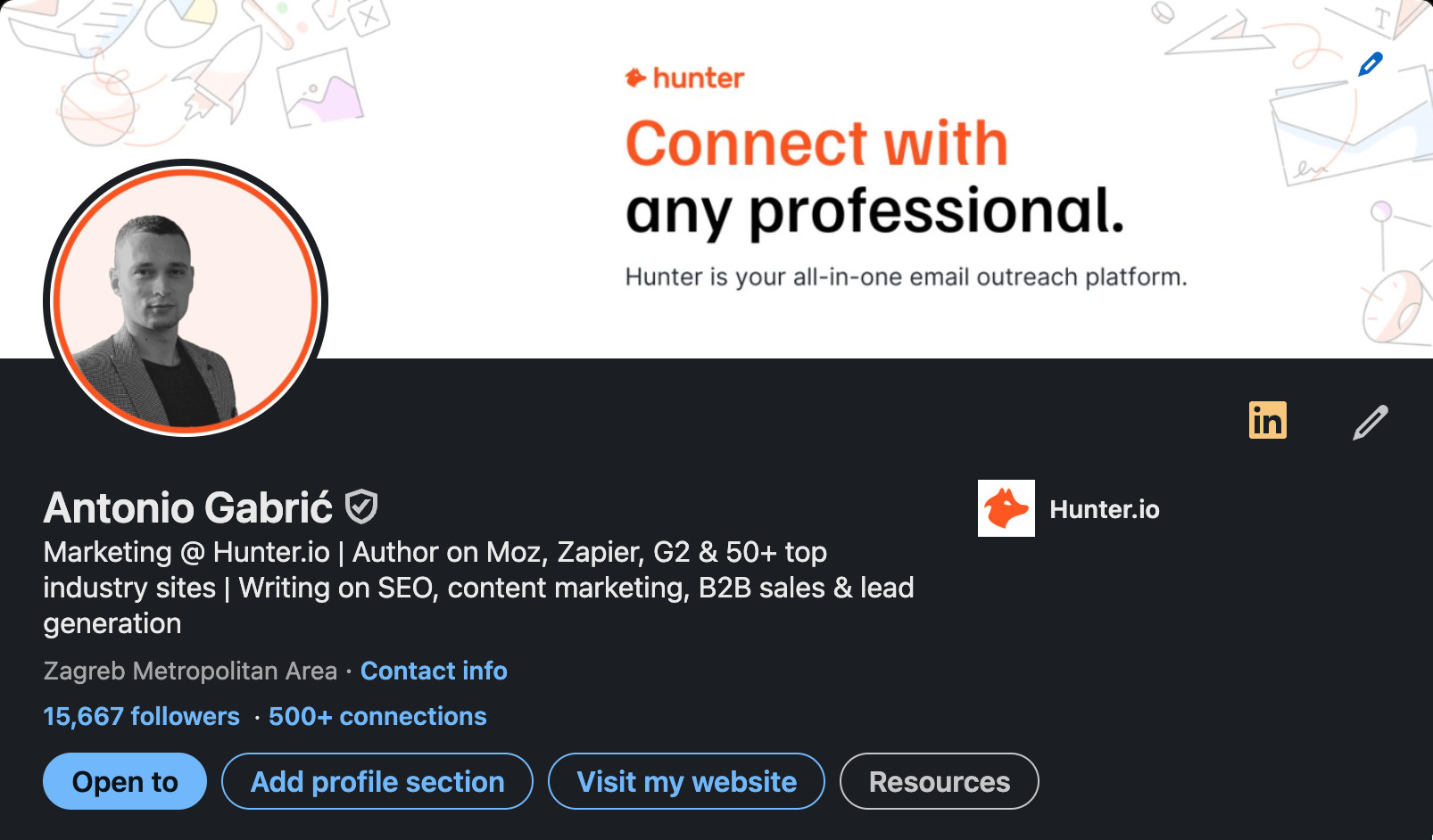 Antonio's LinkedIn profile