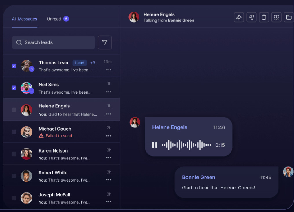 HeyReach unified inbox